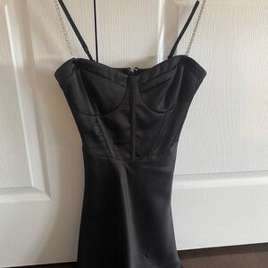 Garage Black Strapless Dress with Sparkle Straps